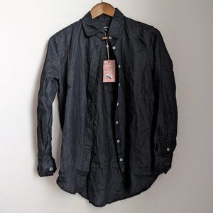 100% European Linen Long Sleeve Shirt XS NWT Black